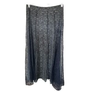 Free People Women Lace Maxi Skirt M Navy Gray Boho Ethereal Fairycore Whimsigoth